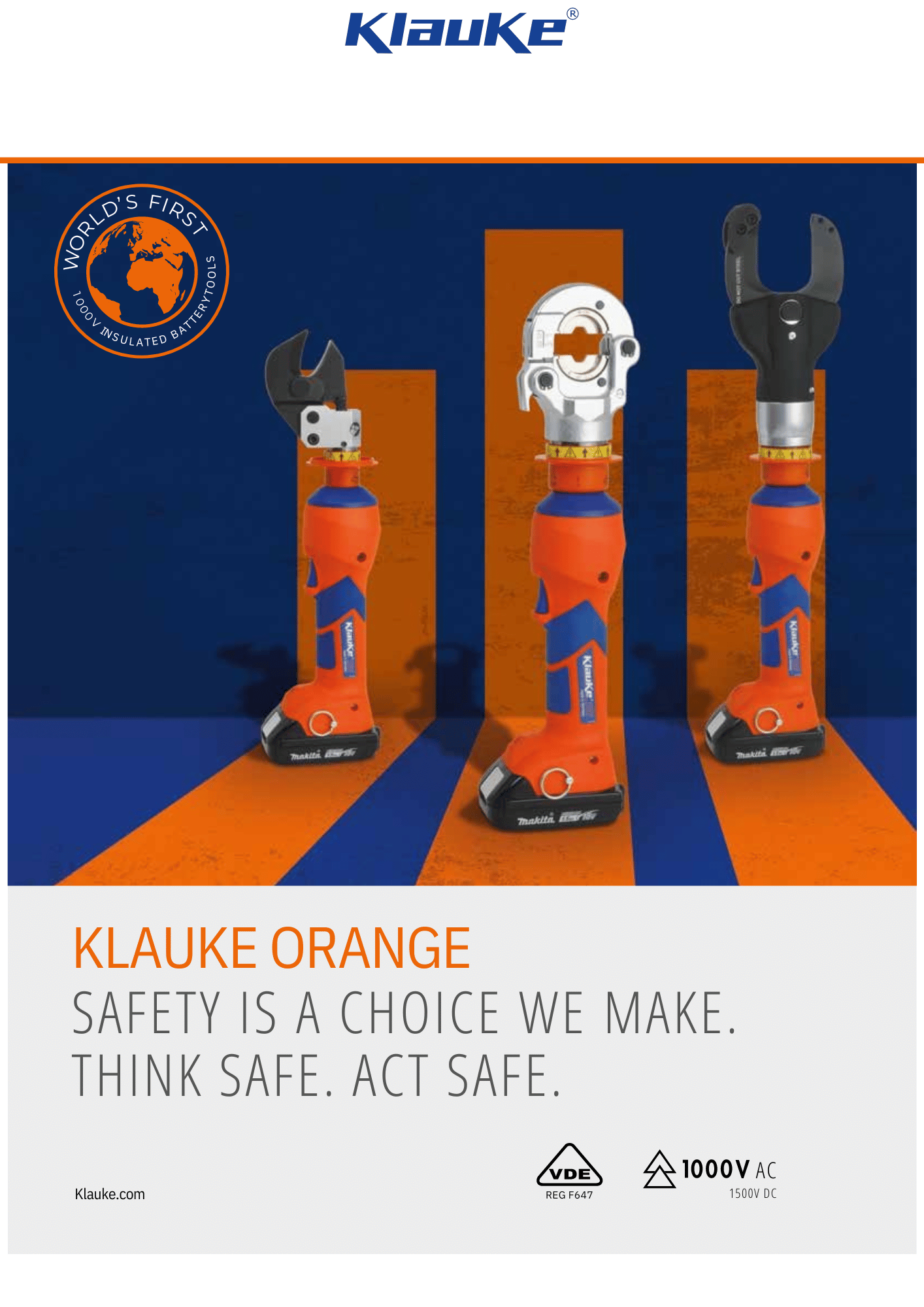 Världens första isolerade 1000V batteriverktyg - Klauke orange